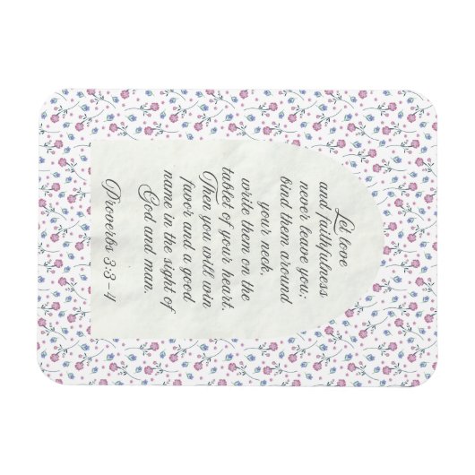 Proverbs 3:3–4 Floral Scripture マグネット (横)