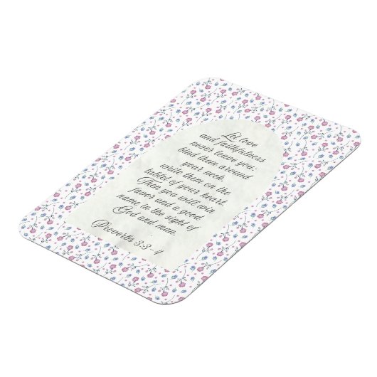 Proverbs 3:3–4 Floral Scripture マグネット (左側)