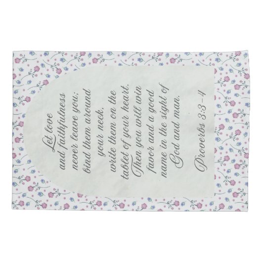 Proverbs 3:3–4 Floral Scripture  枕カバー (裏面)