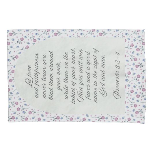 Proverbs 3:3–4 Floral Scripture 枕カバー (正面)