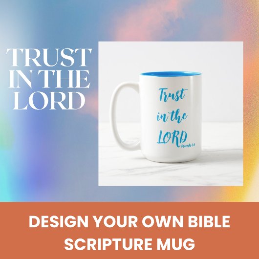 Proverbs 3:5 主を信頼する ブルー系クリスチャンマグカップ ツートーンマグカップ