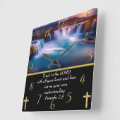 Proverbs 3:5 滝のキリスト教信仰 スクエア壁時計 (傾斜)