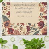 Proverbs 3:5–6 主を信頼する ヴィンテージ フラワー キッチンタオル (折り畳み)