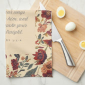 Proverbs 3:5–6 主を信頼する ヴィンテージ フラワー キッチンタオル (四つ折り)