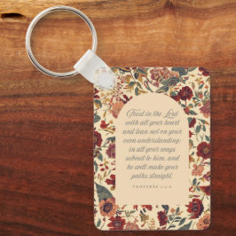 Proverbs 3:5–6 主を信頼する ヴィンテージ フラワー キーホルダー