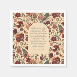 Proverbs 3:5–6 主を信頼する ヴィンテージ フラワー スタンダードカクテルナプキン