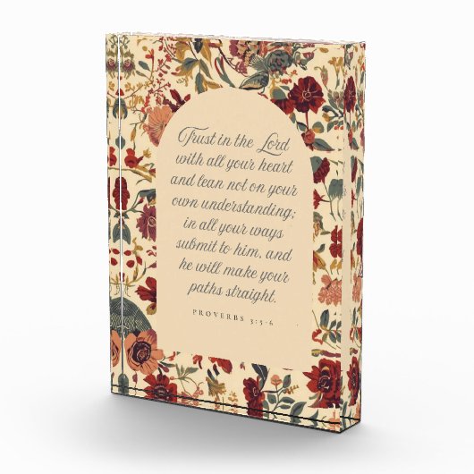 Proverbs 3:5–6 主を信頼する ヴィンテージ フラワー フォトブロック (右)