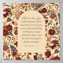 Proverbs 3:5–6 主を信頼する ヴィンテージ フラワー ポスター