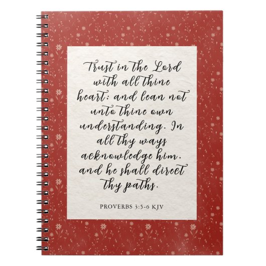 Proverbs 3:5-6 KJV 聖書の言葉 画像 ノートブック (正面)