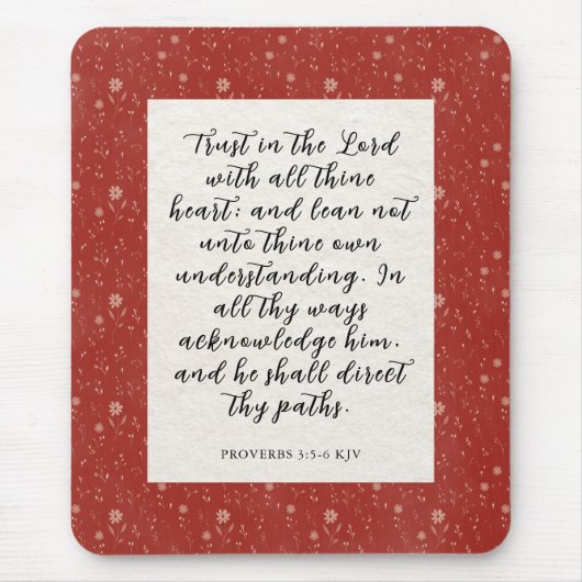 Proverbs 3:5-6 KJV 聖書の言葉 画像 マウスパッド (正面)