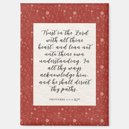 Proverbs 3:5-6 KJV 聖書の言葉 画像 マグネット (正面)