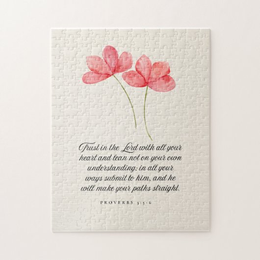 Proverbs 3:5–6 Trust in the Lord Pink Floral ジグソーパズル (縦)
