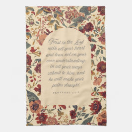 Proverbs 3:5–6 Trust in the Lord Vintage Floral キッチンタオル