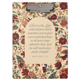 Proverbs 3:5–6 Trust in the Lord Vintage Floral クリップボード