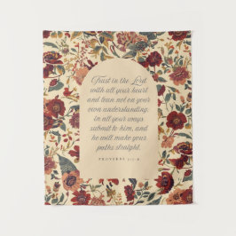 Proverbs 3:5–6 Trust in the Lord Vintage Floral タペストリー