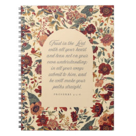 Proverbs 3:5–6 Trust in the Lord Vintage Floral ノートブック