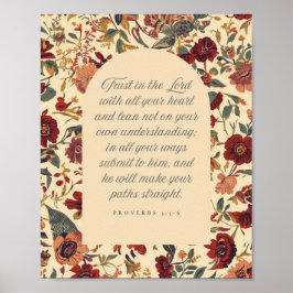 Proverbs 3:5–6 Trust in the Lord Vintage Floral ポスター