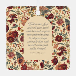 Proverbs 3:5–6 Trust in the Lord Vintage Floral メタルオーナメント