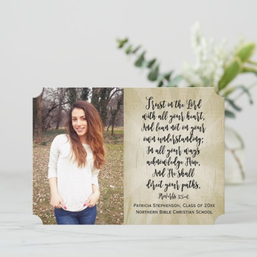 Proverbs 3 Christian Bible Verse写真卒業 招待状 (スタンド正面)