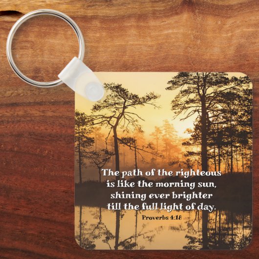 Proverbs 4:18 Path of the Righteous Bible Verse キーホルダー (正面)