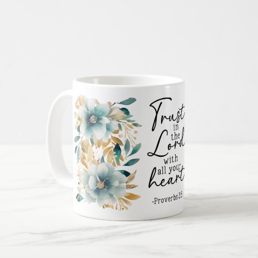 Proverbs Bible Verse Floral Coffee Mug コーヒーマグカップ (正面左)