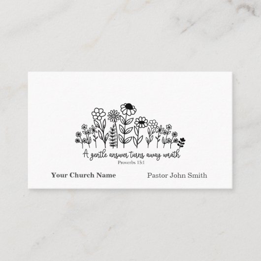 Proverbs Bible Verse Floral Doodle Church 名刺 (正面)
