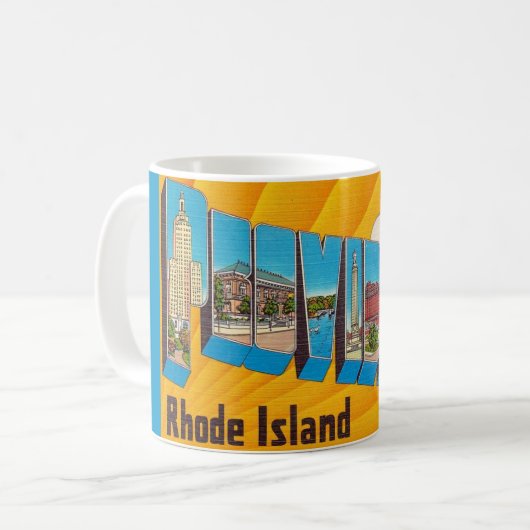 Providence RI Retro Postcard Mug コーヒーマグカップ (正面左)