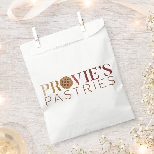 Provie's Pastries ロゴ ギフト バッグ (クリップ留めされた状態)
