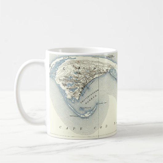 Provincetownのケープコッドマサチューセッツの地図 コーヒーマグカップ (左)