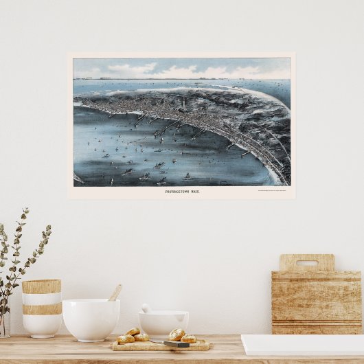 Provincetown, MA Panoramic Map - 1910 ポスター (キッチン)