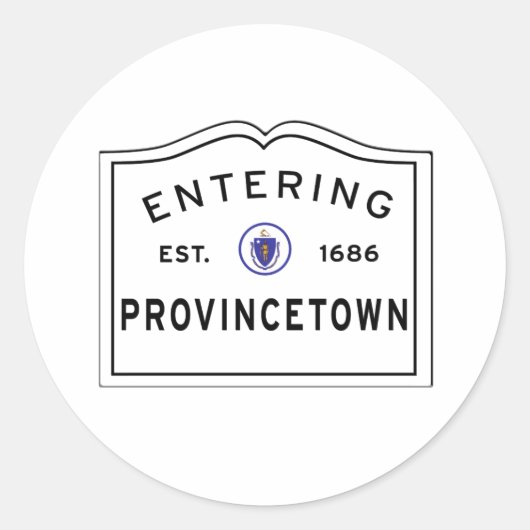 Provincetown MA Town Signに入る ラウンドシール (正面)