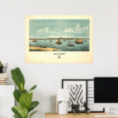 Provincetown Massachusetts 1877 Antique Panorama ポスター (ホームオフィス)