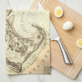 Provincetown Truroの古い(1833年の)地図 キッチンタオル (四つ折り)