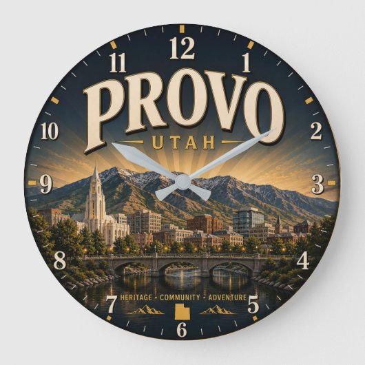 Provo Utah ラージ壁時計 (正面)