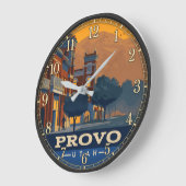Provo Utah Historic College Town Travel Poster ラージ壁時計 (傾斜)
