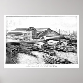 PRR Jersey City NJ Station 1893 Poster ポスター