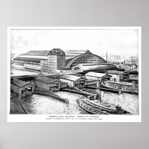 PRR Jersey City NJ Station 1893 Poster ポスター