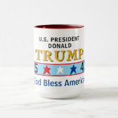 Prresident Donald Trump 45 47 God Bless America マグカップ (中央)