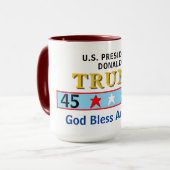 Prresident Donald Trump 45 47 God Bless America マグカップ (正面左)