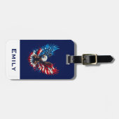 Prtiotic Colorsイーグルレッド白とブルー ラゲッジタグ (正面横)