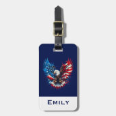 Prtiotic Colorsイーグルレッド白とブルー ラゲッジタグ (正面縦)