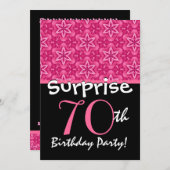 PRUSIZE 70歳の誕生パーティーピンクの星の花 招待状 (正面/裏面)