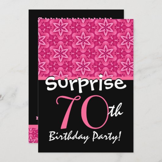 PRUSIZE 70歳の誕生パーティーピンクの星の花 招待状 (正面/裏面)