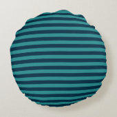 Prussian Blue and Teal Stripes ラウンドクッション (裏面)