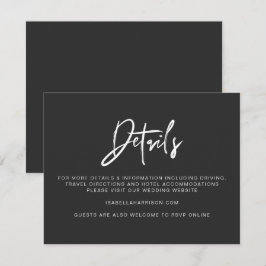 PRYA モダンブラックウェディング詳細カード 招待状
