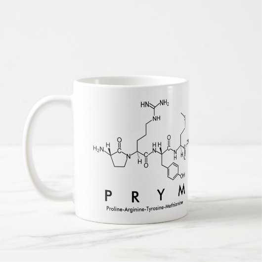 Prymペプチド名mug コーヒーマグカップ (左)