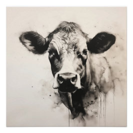 PS自然による好奇心に満ちた牛の視線のデザイン ポスター
