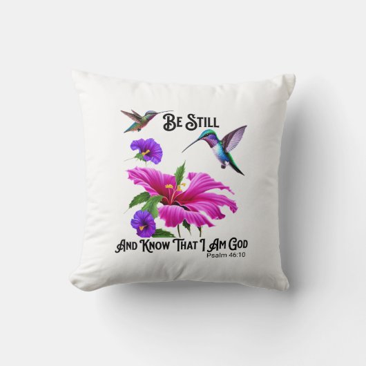 Ps 46:10 Be Still and Know Hummingbird クッション (正面)
