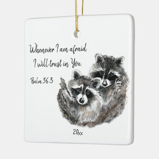 Ps 56:3私が恐れたとき、私はあなたを信頼する引用文 セラミックオーナメント (左)