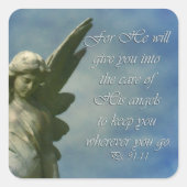 Ps 91:11彼は与え天使たちがあなたを見守る スクエアシール (正面)